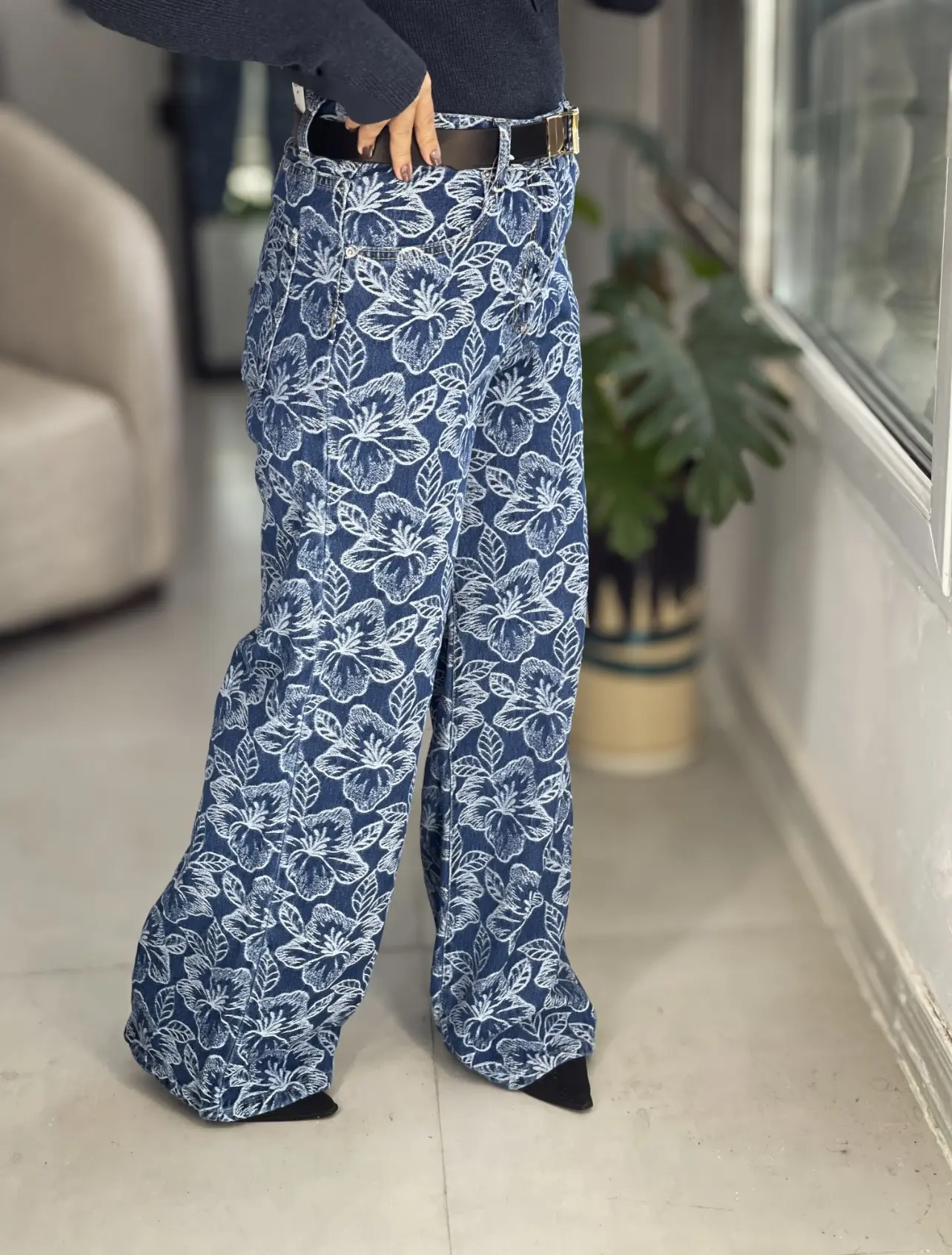 شلوار جین طرح دار اورجینال ترک